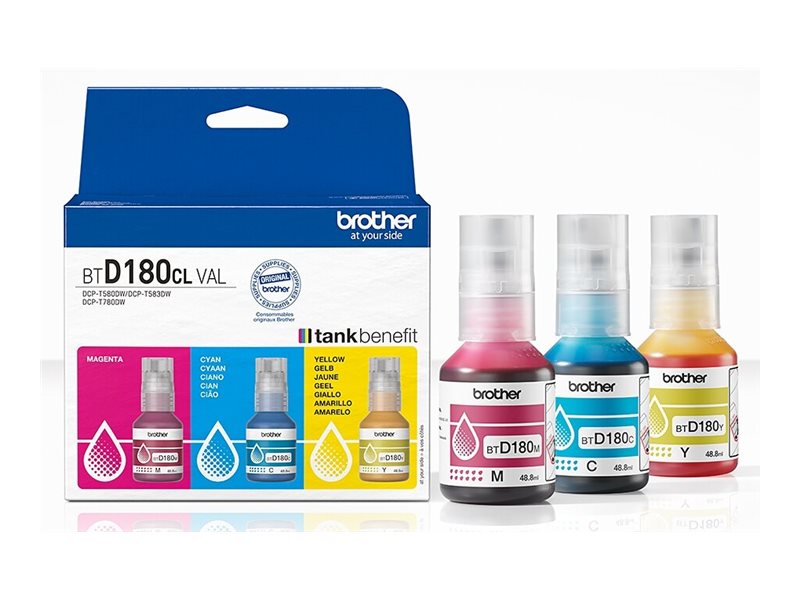 BROTHER CMY value pack ink 3 bottles - BTD180CLVAL