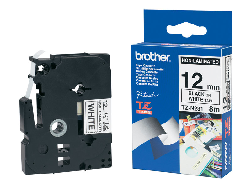 BROTHER TZEN231 12mm BLACK ON WHITE ADH - TZEN231
