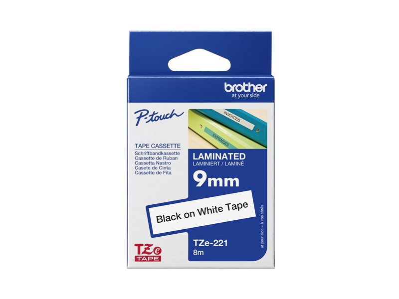 BROTHER TZE221 LAMINATE TAPE 9mm BLACK O - TZE221