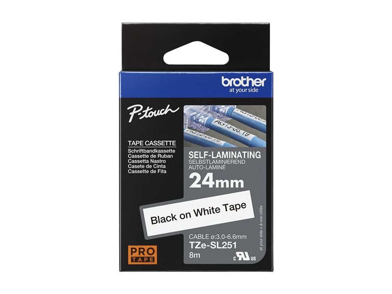 BROTHER TZeSL251 tape Black on White 24m - TZESL251