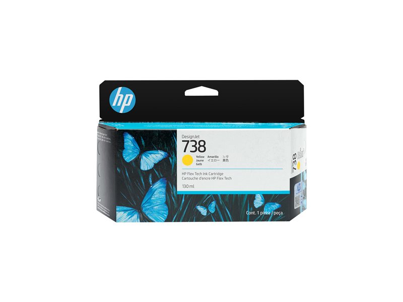HP 738 130-ml Yellow DesignJet Ink Cartr - 498N7A