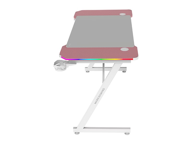 Secretária Gaming Mars Gaming MGD-X120RGB 120x60 cm – ARGB com Comando / Tapete XXL / Suporte de Auscultadores e Bebidas – Rosa
