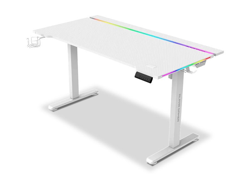 Secretária Elevatória Elétrica Alpha Gamer Zorya RGB Gaming Station Branca